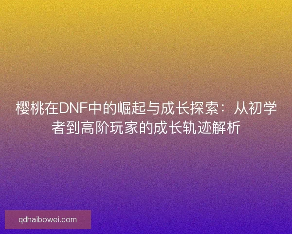 樱桃在DNF中的崛起与成长探索：从初学者到高阶玩家的成长轨迹解析